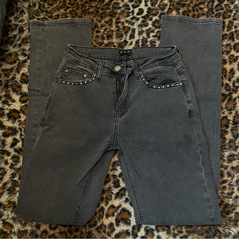 BEBE high waisted rhinestone jeans
